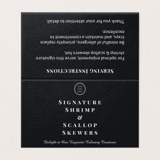 Elegantes, benutzerdefiniertes Logo-Buffet-Label (Außenseite Aufgefaltet)