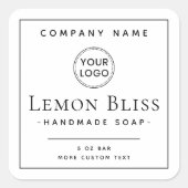 Elegantes, benutzerdefiniertes Logo Quadratischer Aufkleber (Vorderseite)