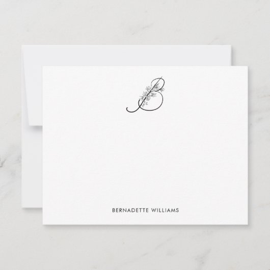 Elegantes benutzerdefiniertes Skriptmonogramm Mitteilungskarte (Vorderseite)