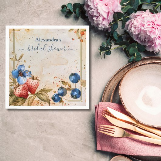 Elegantes Berry Sweet Strawberry Brautparty Serviette