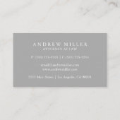 Elegantes Beruflich-Grau-Weiß-Monogramm Visitenkarte (Rückseite)