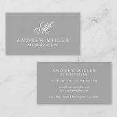 Elegantes Beruflich-Grau-Weiß-Monogramm Visitenkarte (Vorne/Hinten)