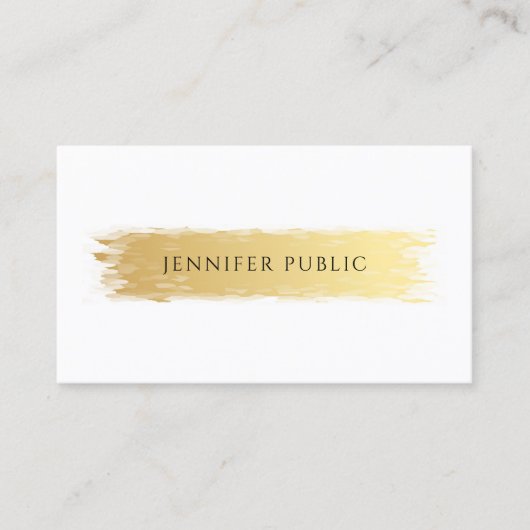 Elegantes Beruflich luxuriöses Template Gold Weiß Visitenkarte (Vorderseite)