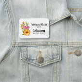 Elegantes Berufliches Aquarell Blumenrosa Gelb Namensschild (Beispiel)