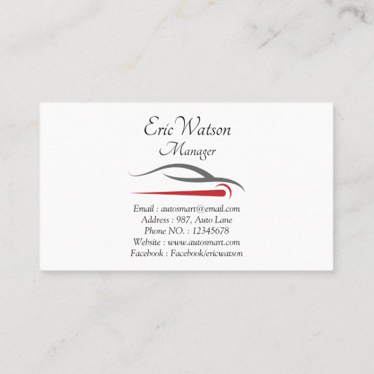 Elegantes, Berufliches Automobil Visitenkarte (Rückseite)