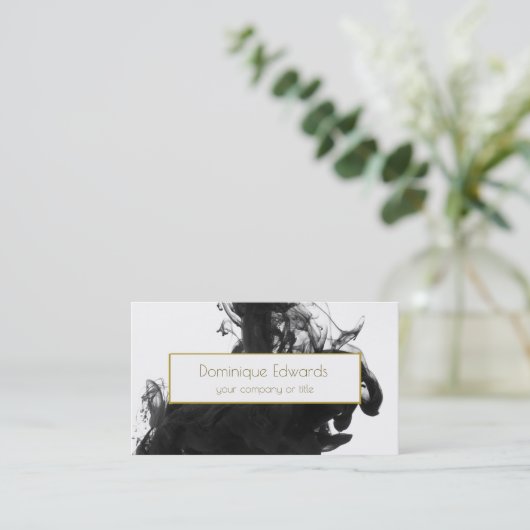 Elegantes Berufliches Black Ink Gold Visitenkarte (Stehend Vorderseite)
