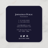 Elegantes Berufliches Blaues Schwarzes Pinsel Abst Quadratische Visitenkarte (Rückseite)