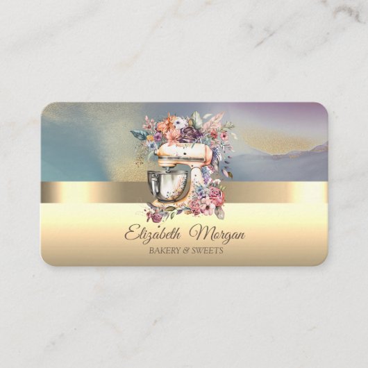 Elegantes Berufliches Blumenmischgebäck Gold Visitenkarte (Vorderseite)