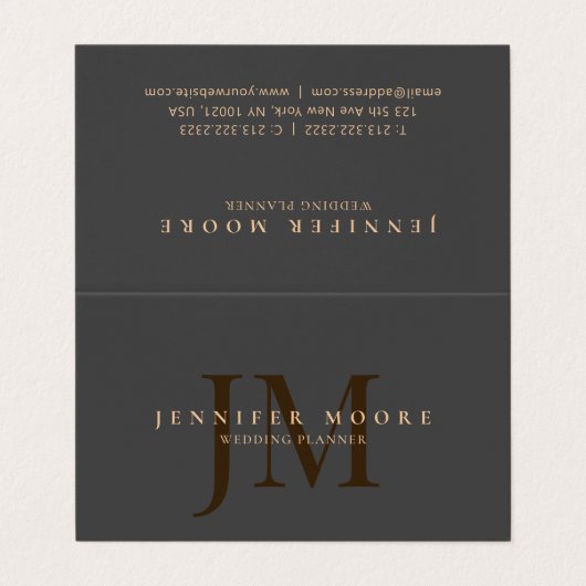 Elegantes Berufliches Einfaches Minimalistisch Gra Visitenkarten (Außenseite Aufgefaltet)