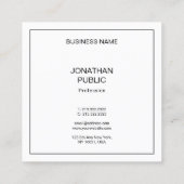 Elegantes Berufliches einfaches, modernes Template Quadratische Visitenkarte (Rückseite)