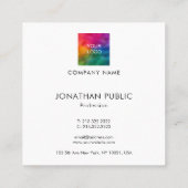 Elegantes Berufliches Firmenlogo Quadratische Visitenkarte (Rückseite)