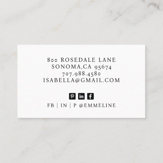 Elegantes Berufliches Foto Visitenkarte (Rückseite)