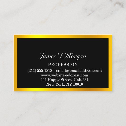 Elegantes Berufliches Gerahmtes Logo Schwarzes VIP Visitenkarte (Rückseite)