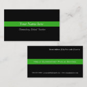 Elegantes berufliches Geschäft in Schwarz und Grün Visitenkarte (Vorne/Hinten)