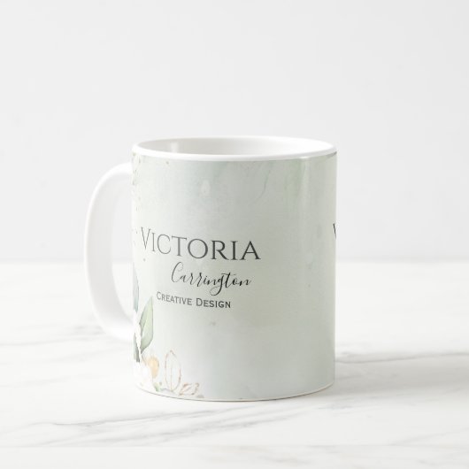 Elegantes Berufliches Geschäft mit Gold Green Kaffeetasse (Vorderseite Links)