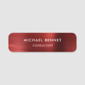 Elegantes Berufliches Geschäft mit Red Metallic Namensschild (Vorderseite)