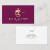 Elegantes Berufliches Gold Tree Roots Logo Burgund Visitenkarte (Vorne/Hinten)