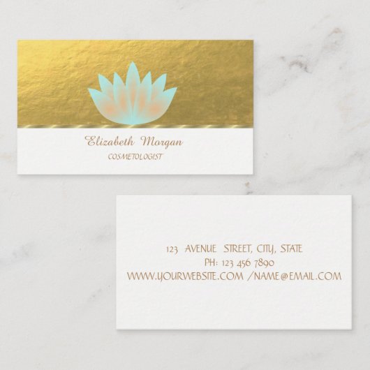 Elegantes berufliches, Imitat Gold, Lotos Visitenkarte (Vorne/Hinten)