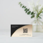 Elegantes Berufliches, modernes Black Gold QR Visitenkarte (Stehend Vorderseite)