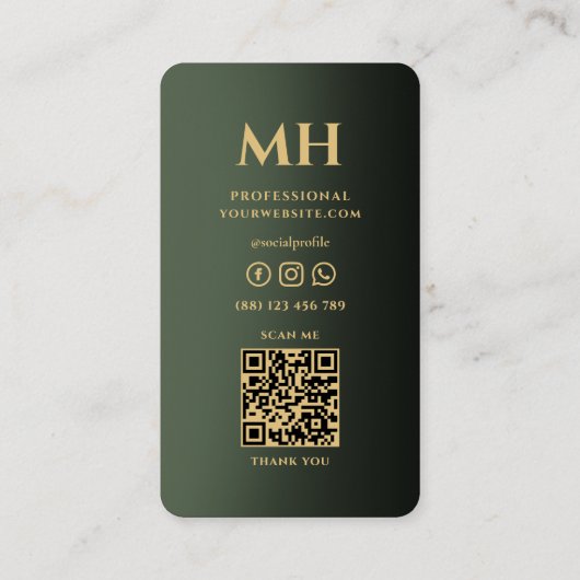 Elegantes Berufliches, modernes, glänzend grünes M Visitenkarte (Rückseite)