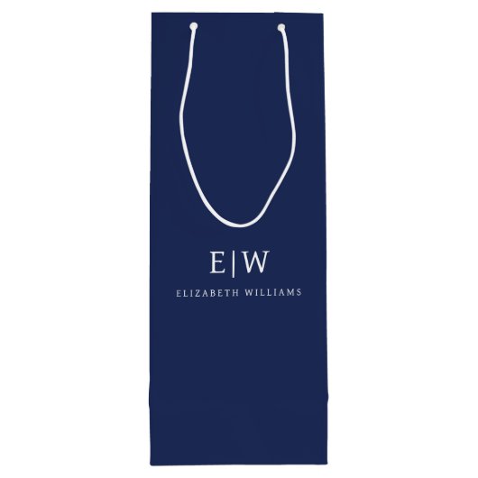 Elegantes Berufliches Monogramm Minimalistisch Geschenktüte Für Weinflaschen (Rückseite)