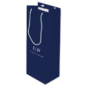 Elegantes Berufliches Monogramm Minimalistisch Geschenktüte Für Weinflaschen (Vorderseite Schrägansicht)