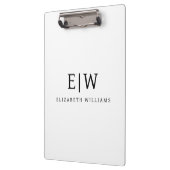 Elegantes Berufliches Monogramm Minimalistisch Klemmbrett (Links)