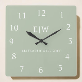 Elegantes Berufliches Monogramm Minimalistisch Quadratische Wanduhr
