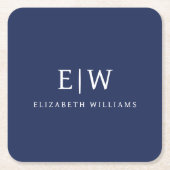 Elegantes Berufliches Monogramm Minimalistisch Rechteckiger Pappuntersetzer (Vorderseite)