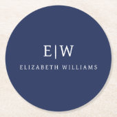 Elegantes Berufliches Monogramm Minimalistisch Runder Pappuntersetzer (Vorderseite)