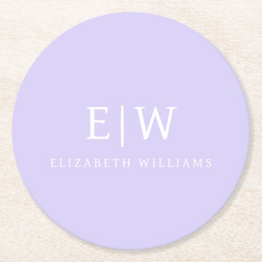 Elegantes Berufliches Monogramm Minimalistisch Runder Pappuntersetzer (Vorderseite)