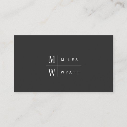 Elegantes Berufliches Monogramm Minimalistisch Visitenkarte (Vorderseite)