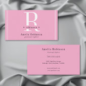 Elegantes Berufliches Monogramm Rosa Schwarz & Wei Visitenkarte