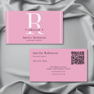 Elegantes Berufliches Monogramm Rosa Schwarz & Wei Visitenkarte