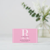 Elegantes Berufliches Monogramm Rosa Schwarz & Wei Visitenkarte (Stehend Vorderseite)