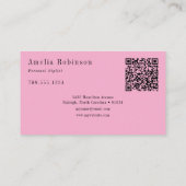 Elegantes Berufliches Monogramm Rosa Schwarz & Wei Visitenkarte (Rückseite)