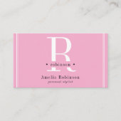 Elegantes Berufliches Monogramm Rosa Schwarz & Wei Visitenkarte (Vorderseite)
