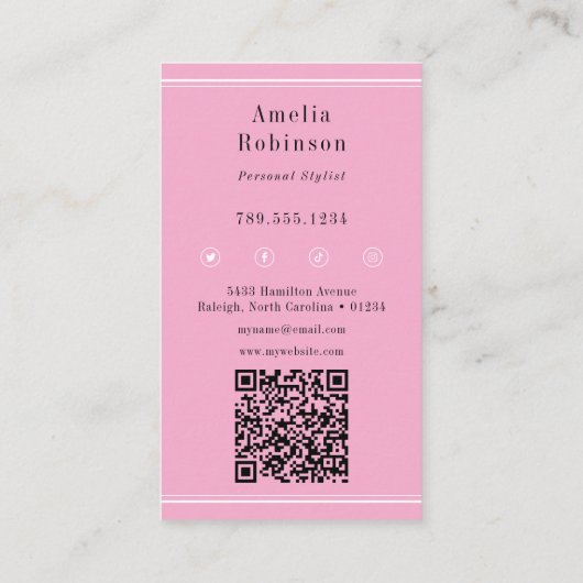 Elegantes Berufliches Monogramm Rosa Visitenkarte (Rückseite)