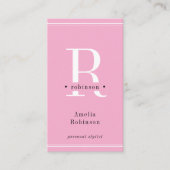 Elegantes Berufliches Monogramm Rosa Visitenkarte (Vorderseite)