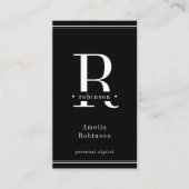 Elegantes Berufliches Monogramm Schwarz Visitenkarte (Vorderseite)