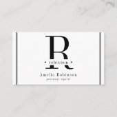 Elegantes Berufliches Monogramm Schwarz & Weiß Visitenkarte (Vorderseite)