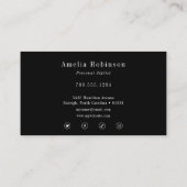 Elegantes Berufliches Monogramm Schwarz & Weiß Visitenkarte (Rückseite)