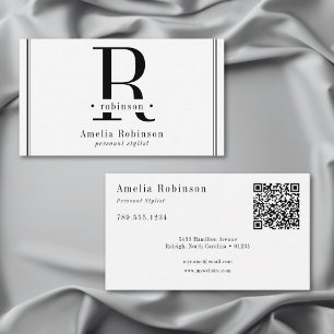 Elegantes Berufliches Monogramm Schwarz & Weiß Visitenkarte