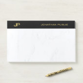 Elegantes Berufliches Monogramm Schwarzes Gold Ein Post-it Klebezettel (Auf Schreibtisch)