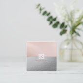 Elegantes Berufliches Monogramm-Silber Quadratische Visitenkarte (Stehend Vorderseite)