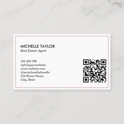 Elegantes Berufliches Real Anwesen Realtor Foto QR Visitenkarte (Rückseite)