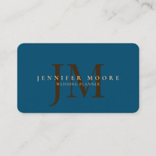 Elegantes Berufliches Schlicht-Blue-Gold-Monogramm Visitenkarte