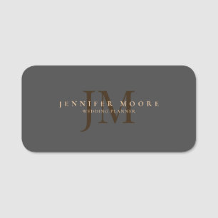 Elegantes Berufliches Schlicht Gray Gold Namensschild