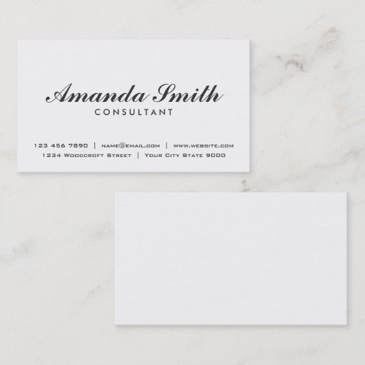 Elegantes berufliches schlichtes modernes weißes visitenkarte (Vorne/Hinten)