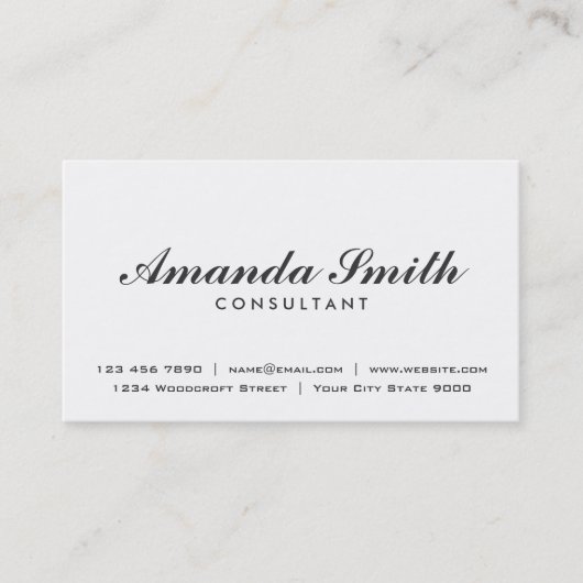 Elegantes berufliches schlichtes modernes weißes visitenkarte (Vorderseite)